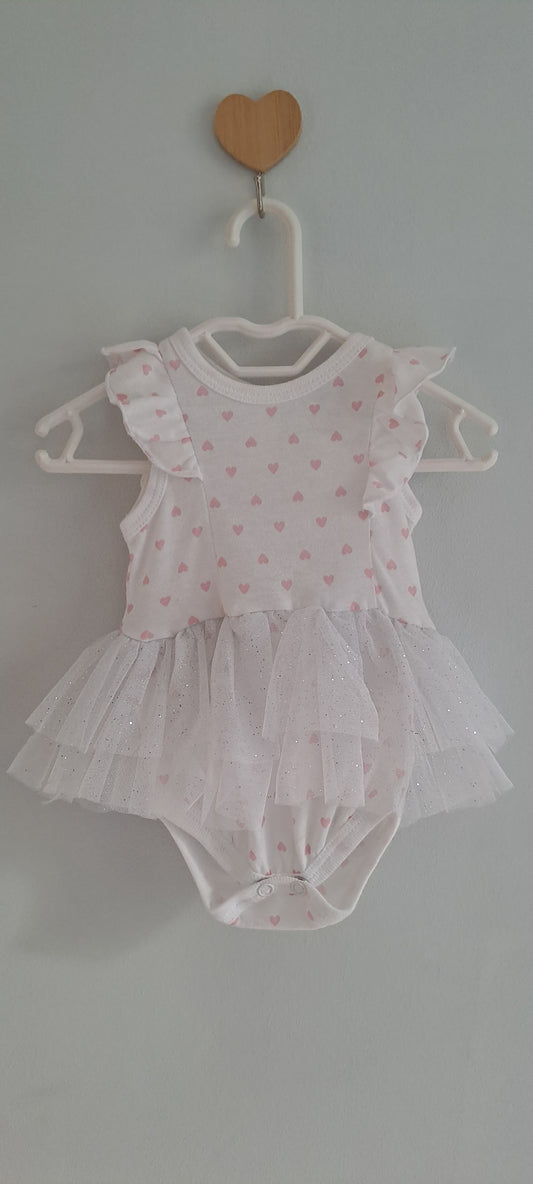 Real Baby Newborn Tutu Romper – Pink Hearts & Glitter Tulle Newborn