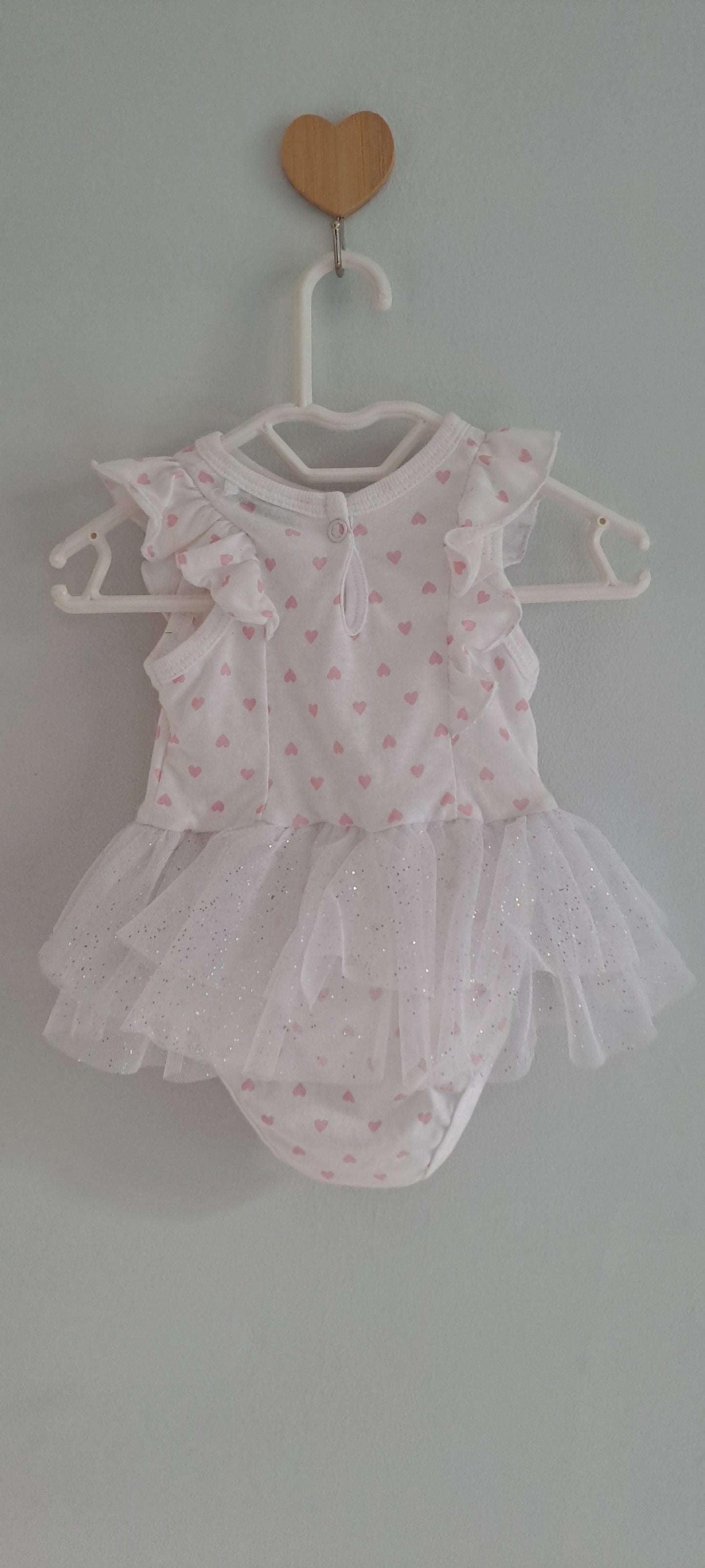 Real Baby Newborn Tutu Romper – Pink Hearts & Glitter Tulle Newborn