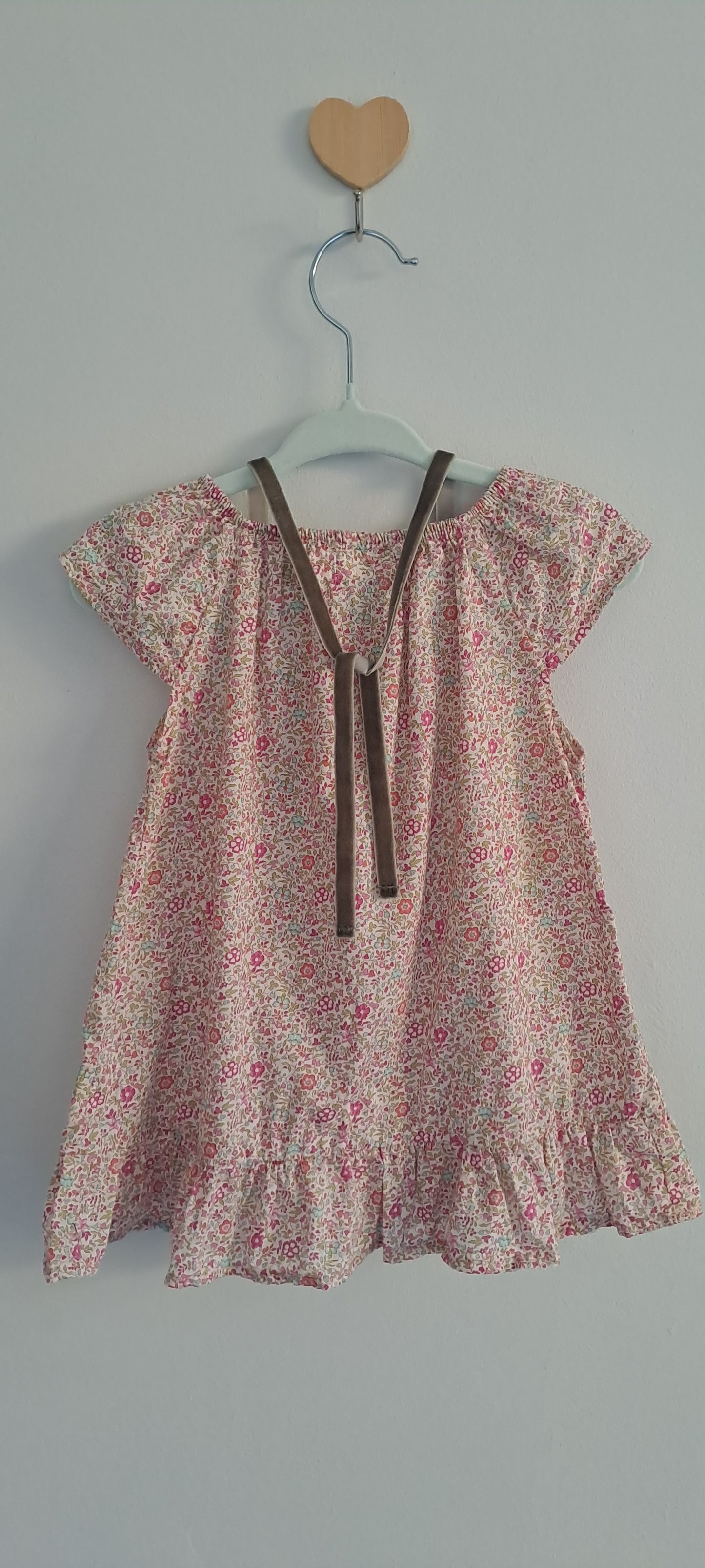 Petit Bunny Liberty Print Ditsy Floral Baby Dress with Matching Bib Set 12-18 Months