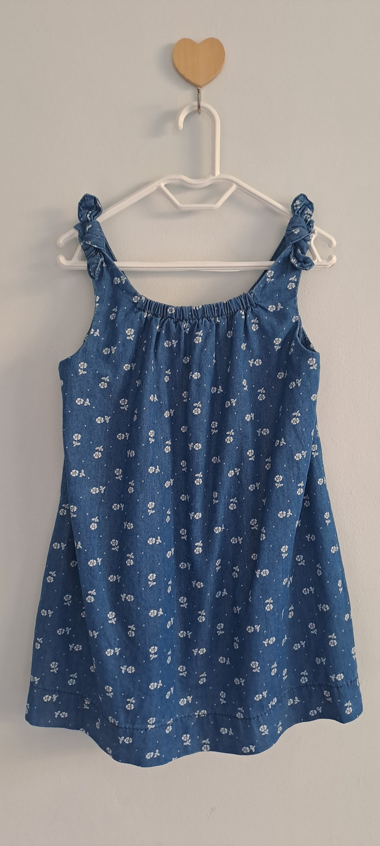 Baby Gap Blue Chambray Floral Tie-Strap Summer Dress 2 Years