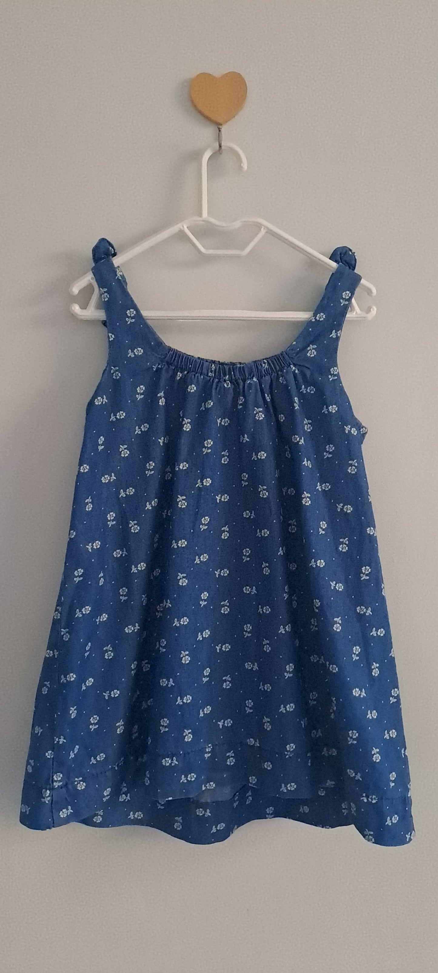 Baby Gap Blue Chambray Floral Tie-Strap Summer Dress 2 Years