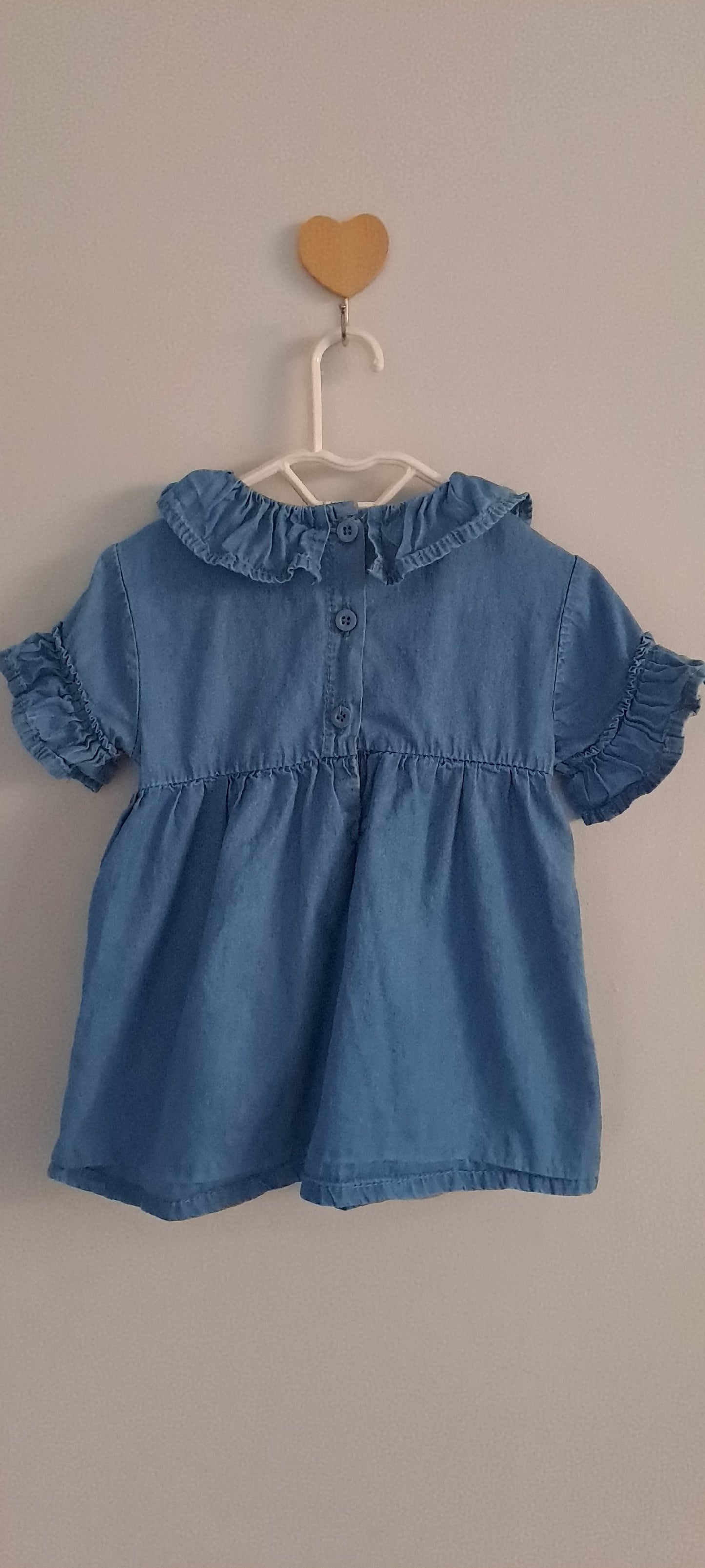 Ackermans Baby Girl Soft Chambray Ruffle Collar Dress 12-18 Months