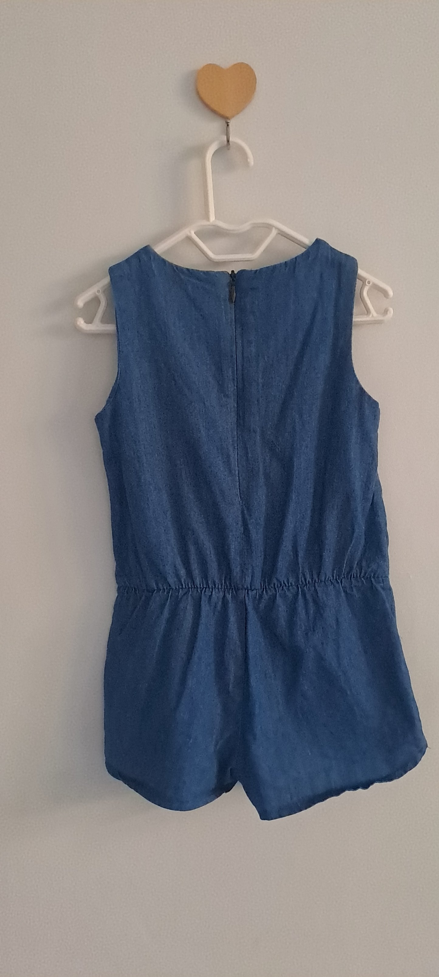 Kiabi Girl Blue Chambray Sleeveless Bow Detail Romper 12 Months