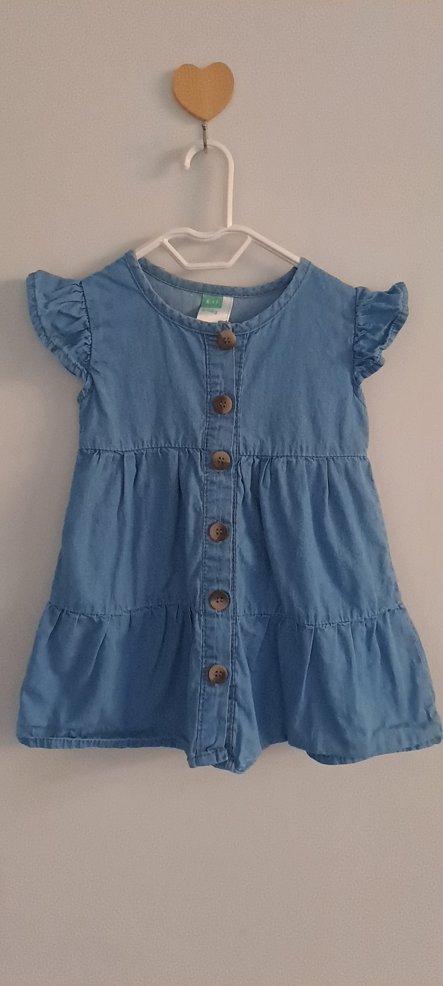 Ackermans Baby Girl Button-Down Chambray Tiered Dress 6-12 Months