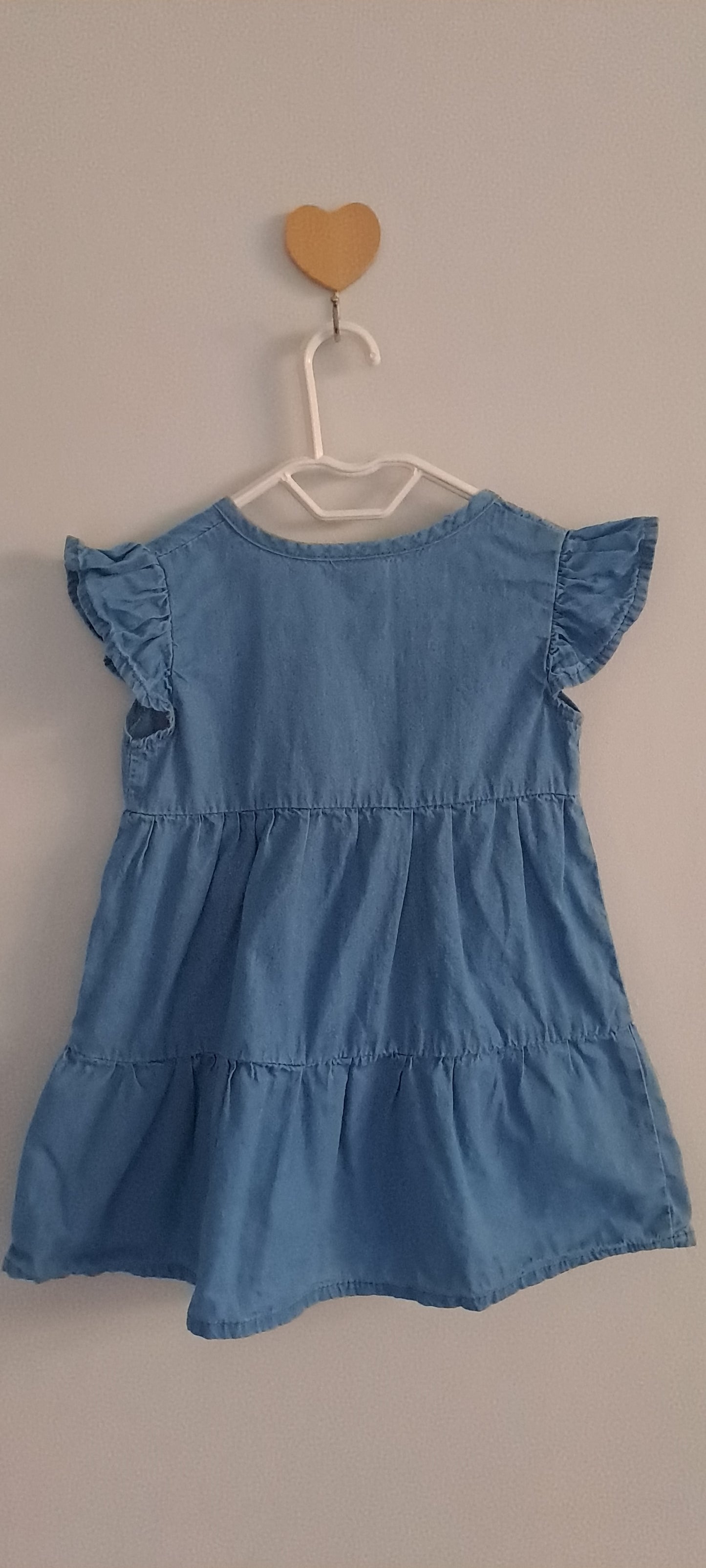 Ackermans Baby Girl Button-Down Chambray Tiered Dress 6-12 Months