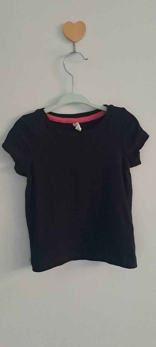 Real Kids Plain Black Cotton T-Shirt 2-3 Years
