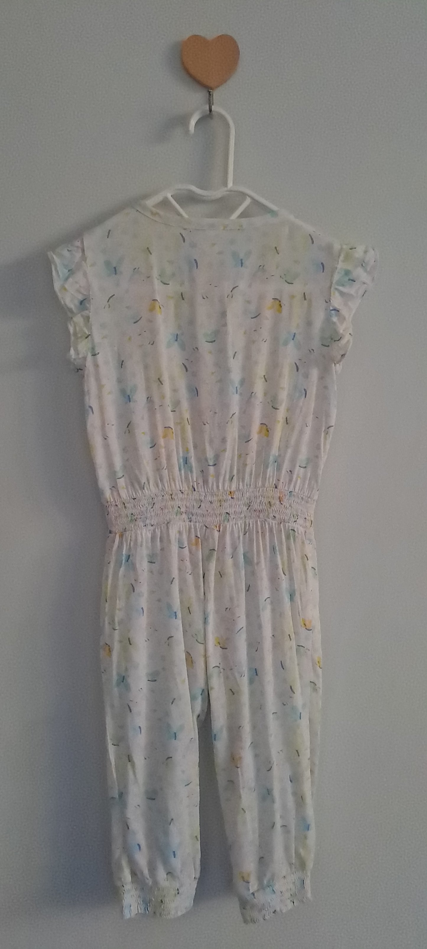 Tex Baby Pastel Abstract Print Pintuck Flutter Sleeve Jumpsuit 6-9 Months
