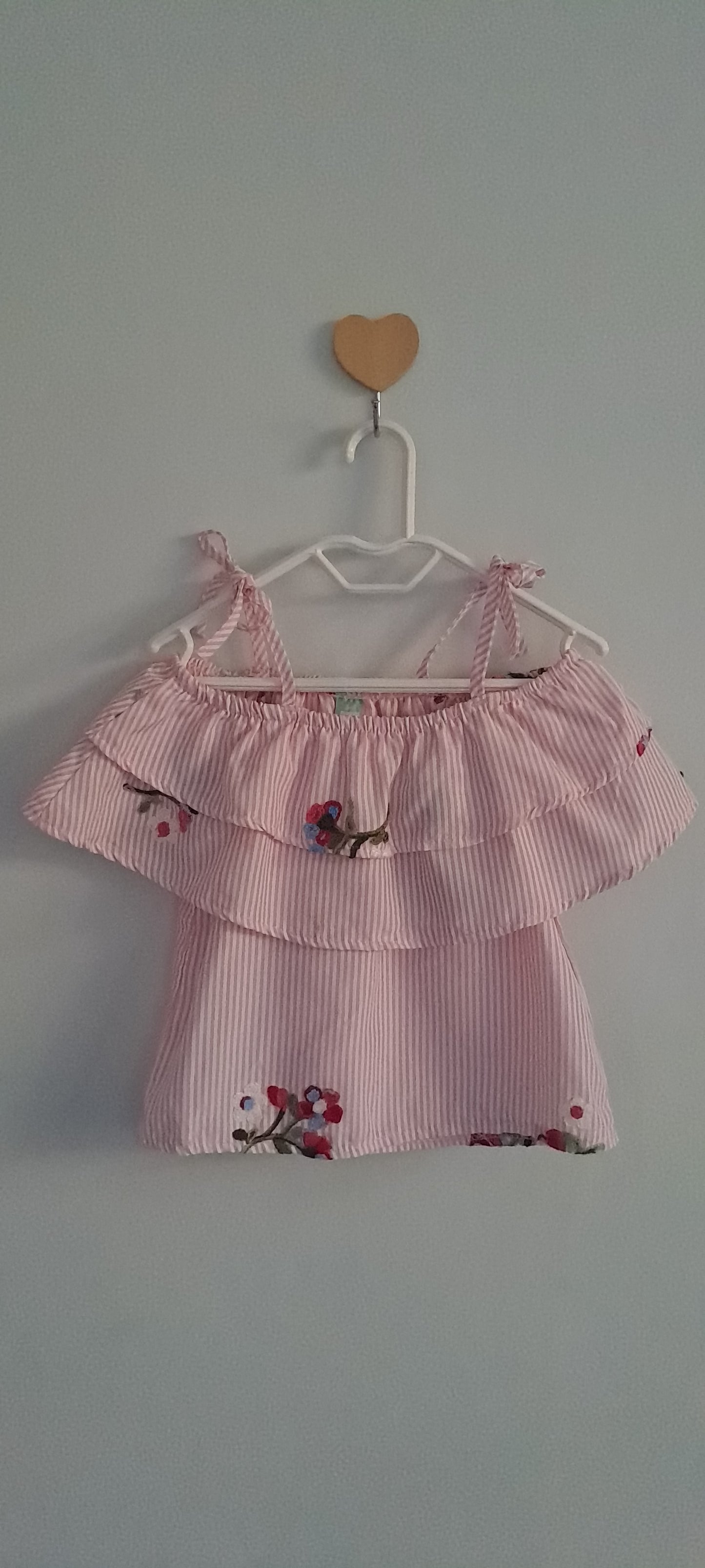 Ackermans Baby Girl Pink Pinstripe Floral Cold-Shoulder Top 3-6 Months