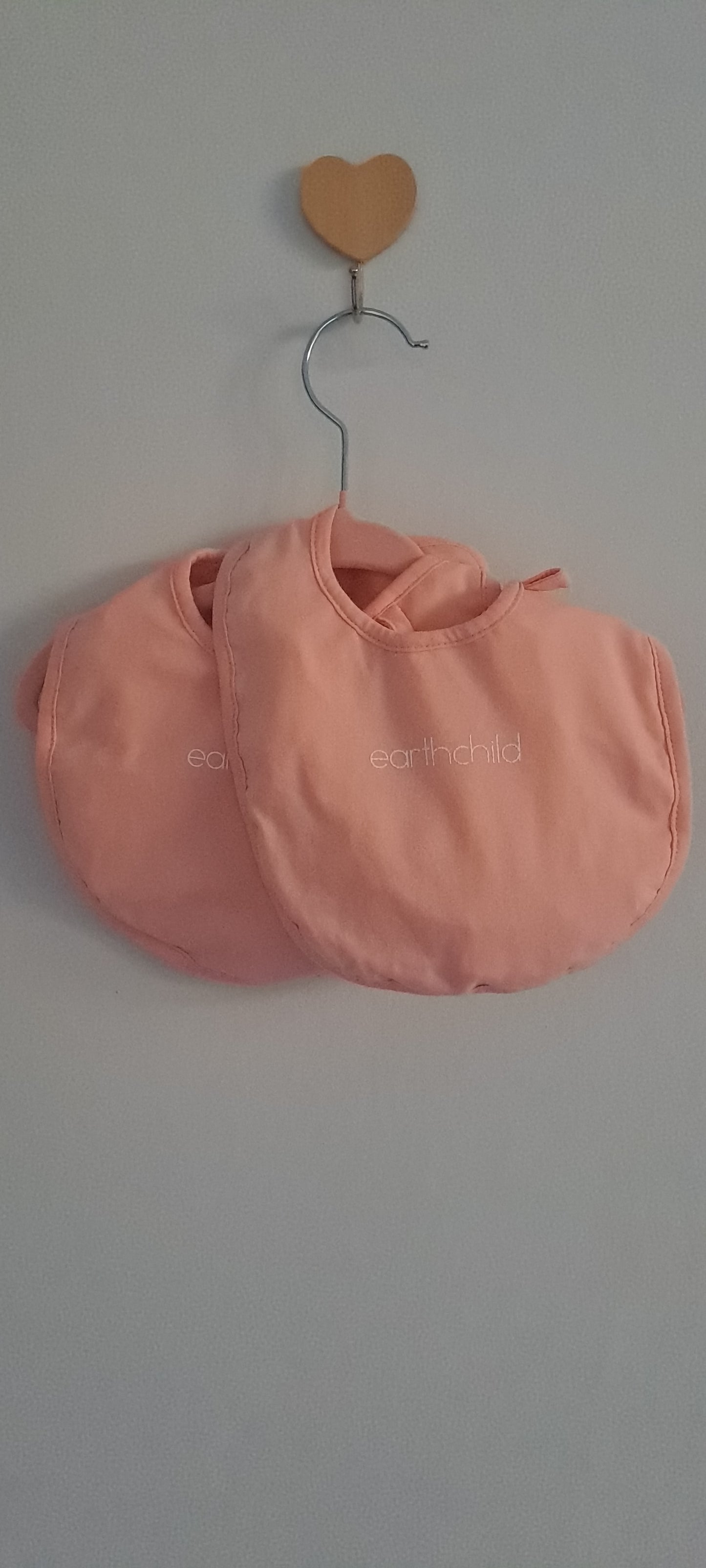 2x Earthchild Baby Peach & Coral Printed Cotton Bib Set