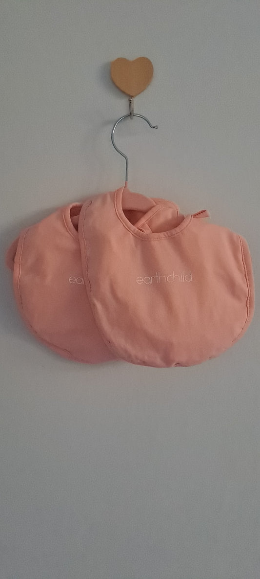 2x Earthchild Baby Peach & Coral Printed Cotton Bib Set