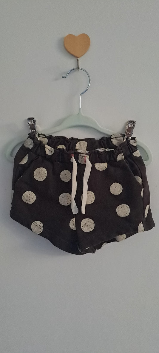 Zara Baby Dark Grey Polka Dot Cotton Shorts 6-9 Months