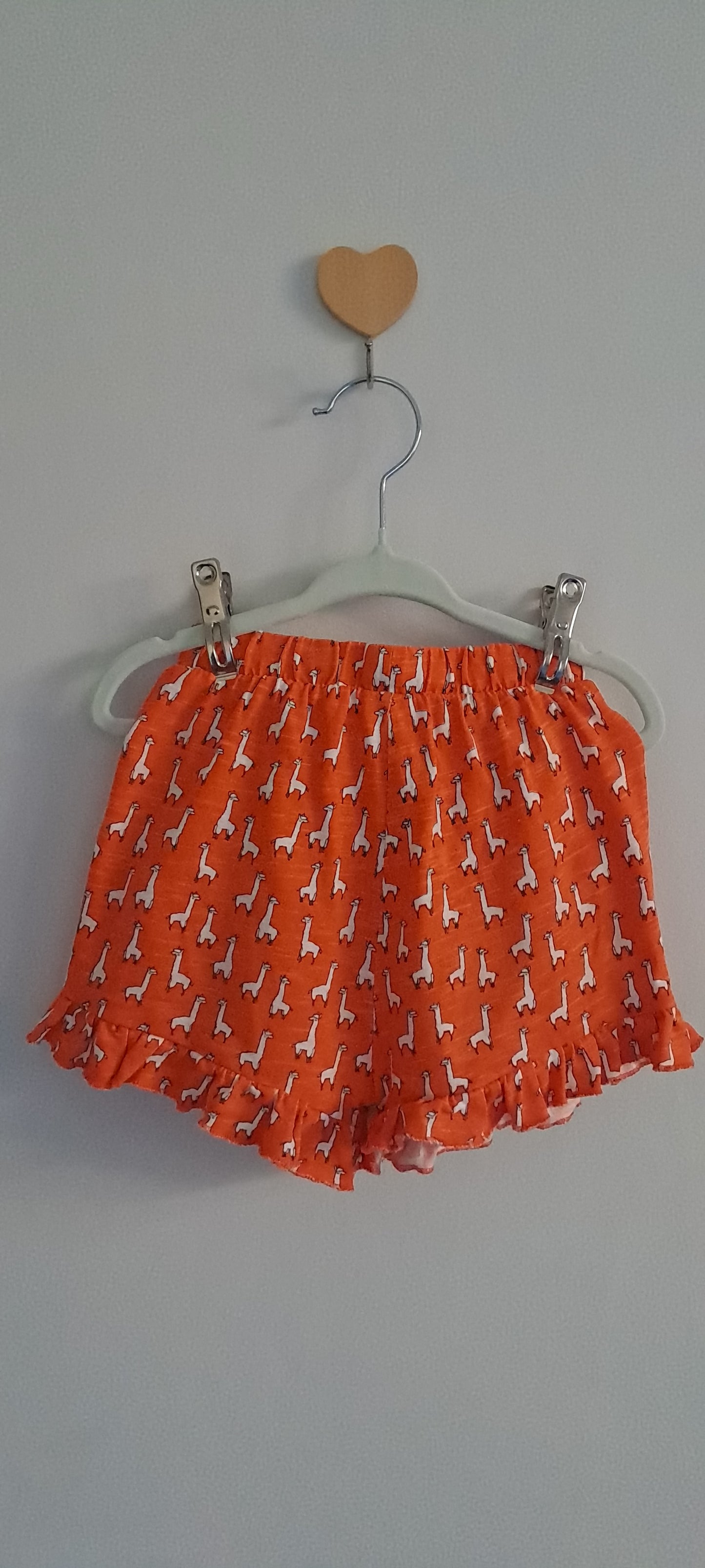 Next Toddler Girl Burnt Orange Llama Print Ruffle Hem Shorts 1.5-2 Years