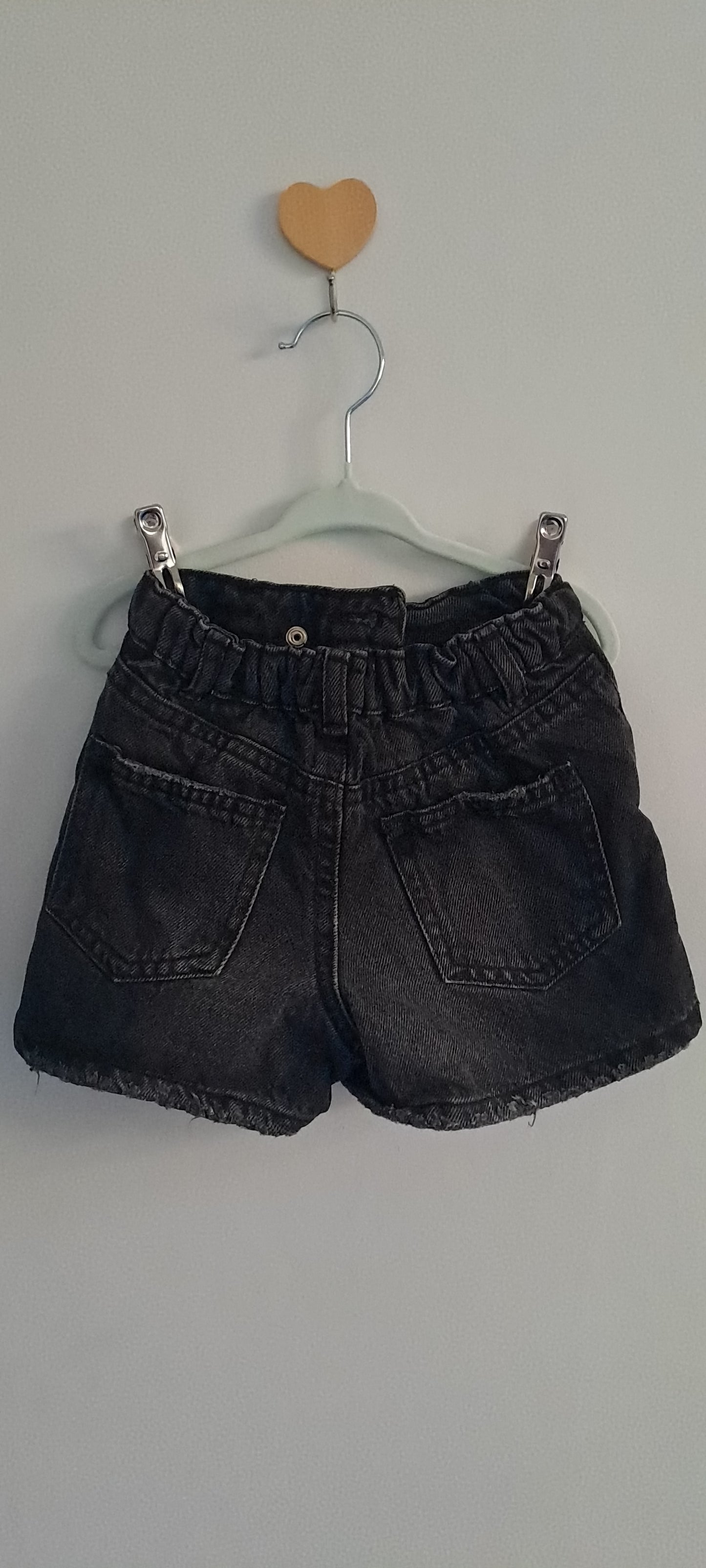 Zara Kids Girl Washed Black Denim Asymmetric Studded Skort 4-5 Years