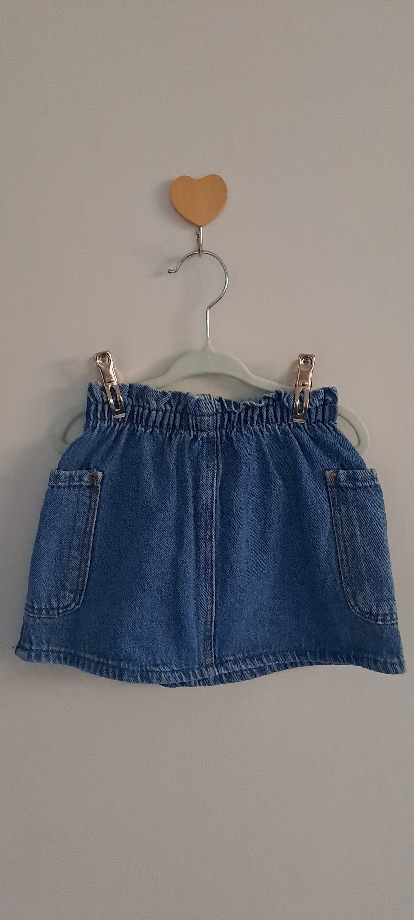 Zara Kids Girl Mid-Blue Denim Paperbag Waist Skirt 2-3 Years