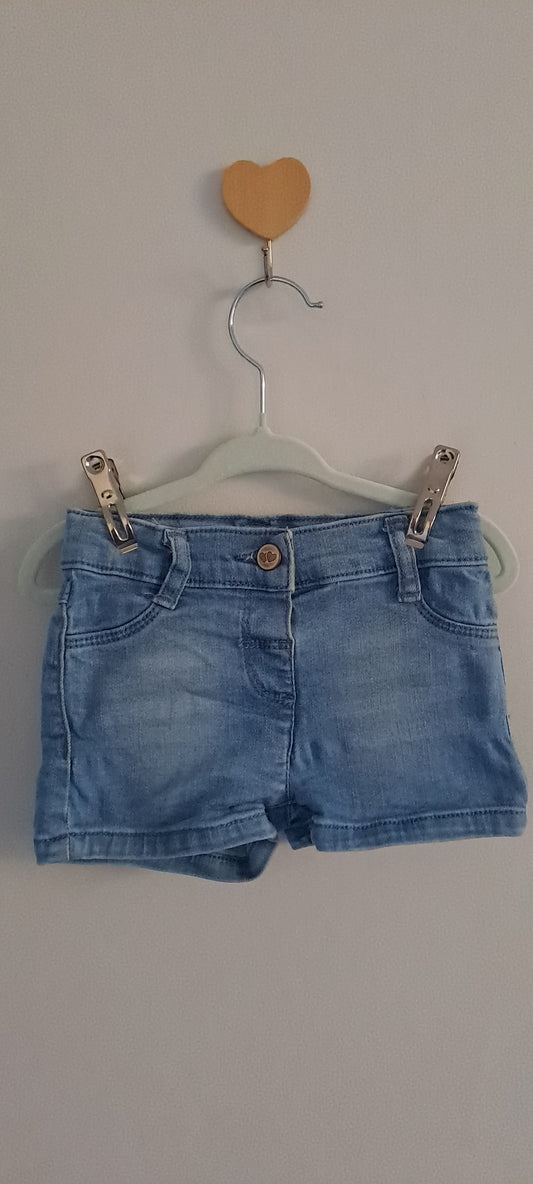 Waikiki Baby Girl Mid-Wash Denim Fitted Summer Shorts 12-18 Months