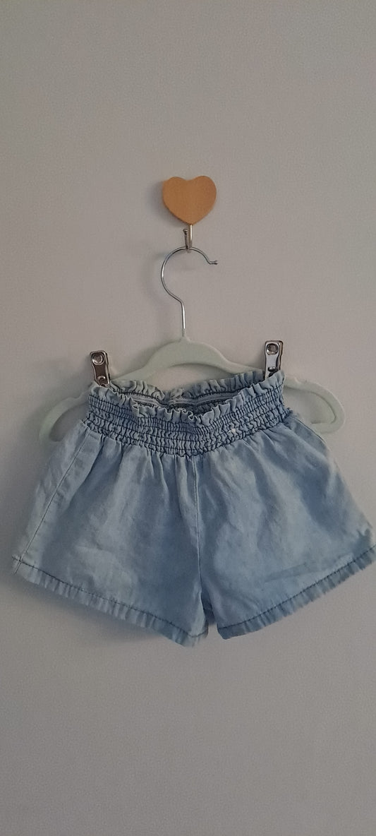Real Kids Toddler Girl Light Wash Chambray Smocked Paperbag Shorts 2-3 Years
