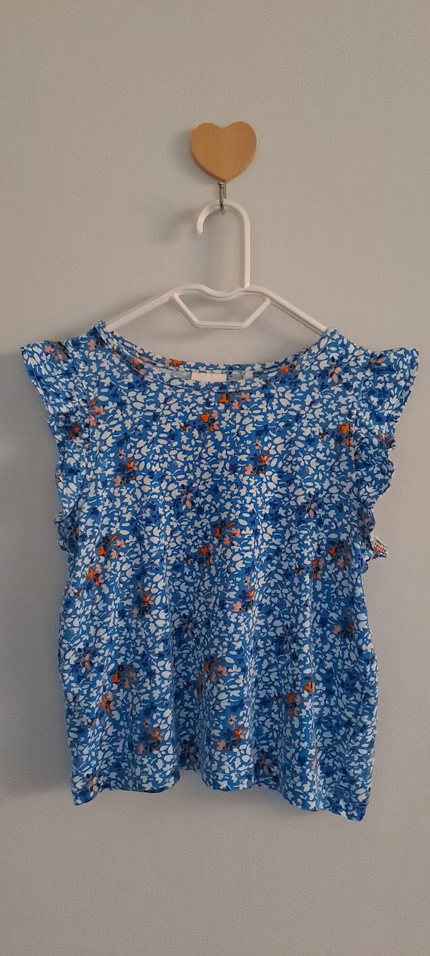 Next Toddler Girl Blue Floral Top and Ruffle Shorts Matching Two-Piece Set 1-2 Years