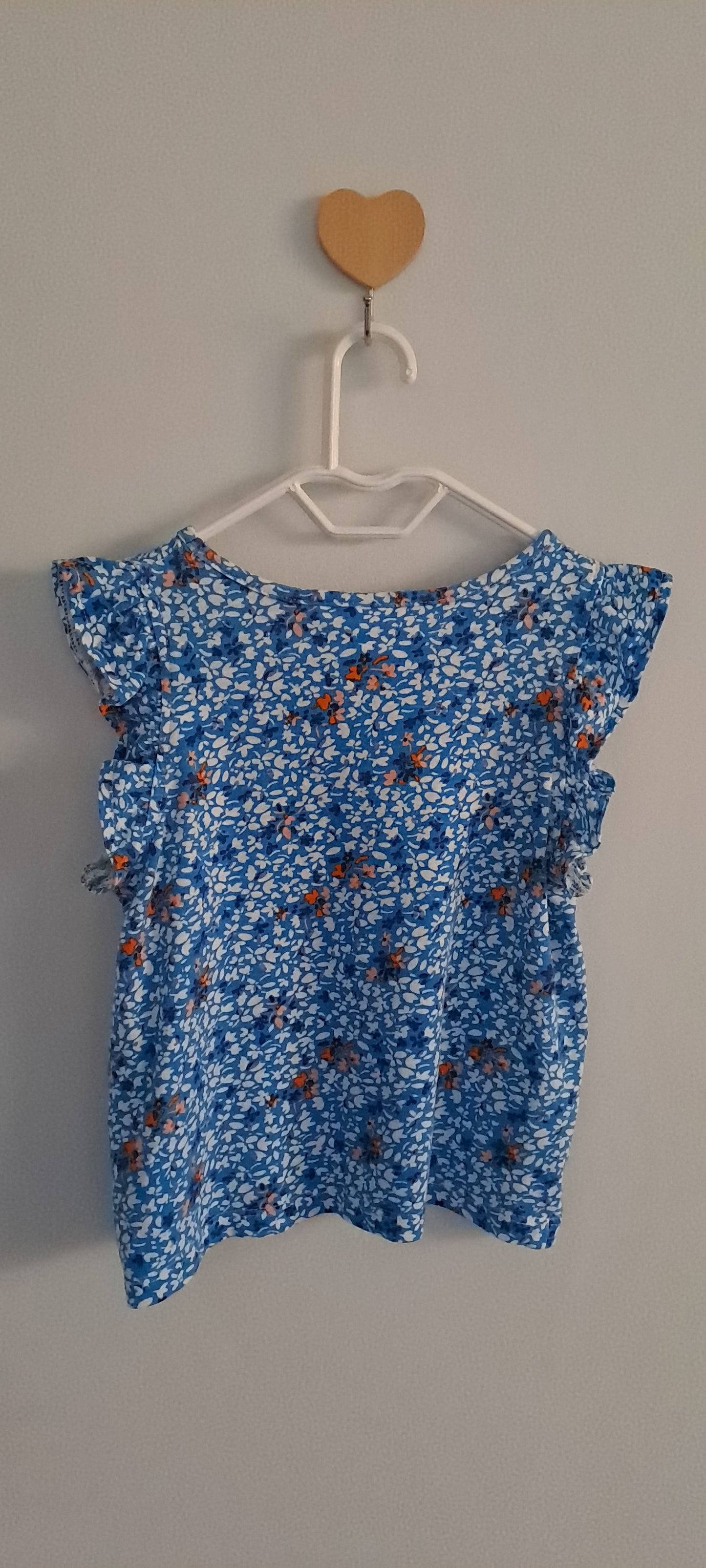 Next Toddler Girl Blue Floral Top and Ruffle Shorts Matching Two-Piece Set 1-2 Years