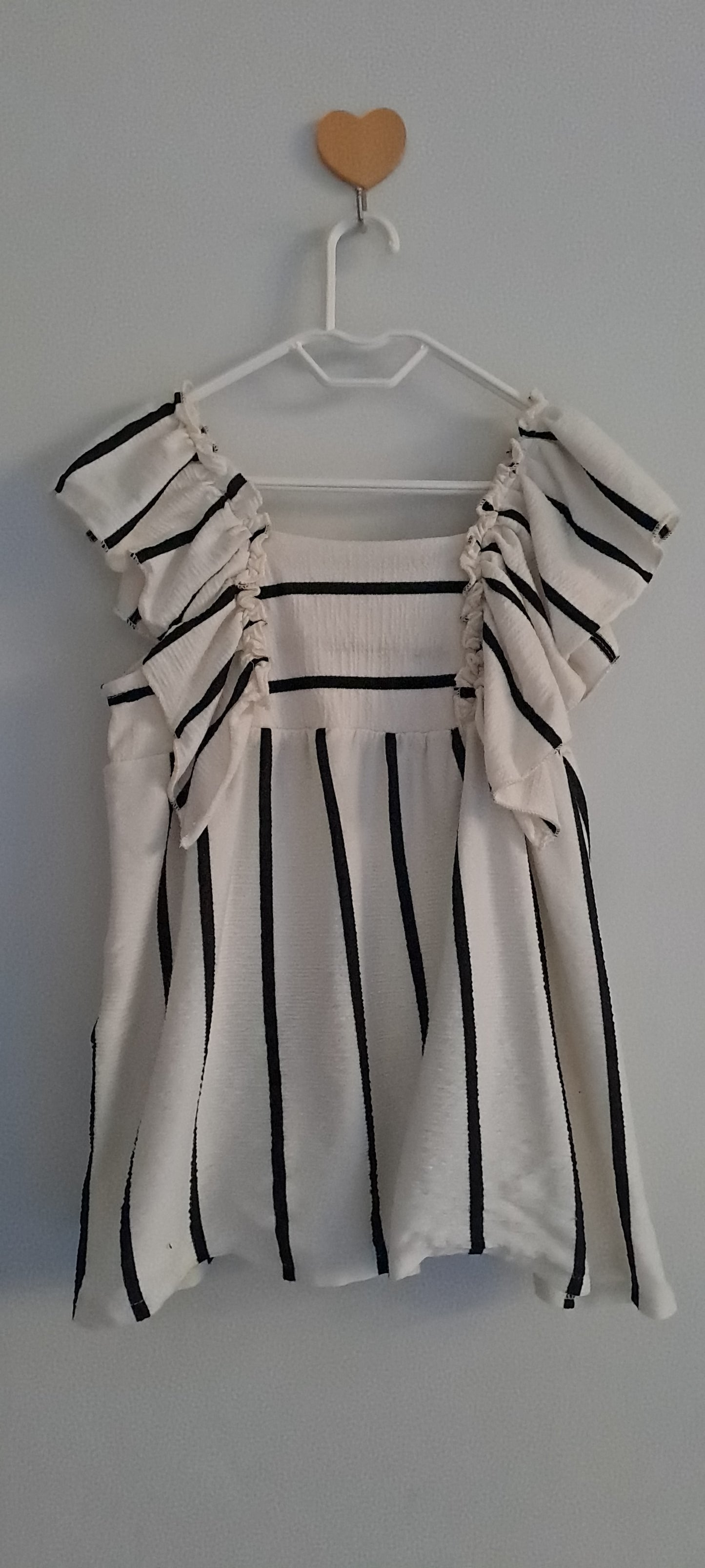 Zara Kids Girl Striped Smocked Dress with Ruffle Shoulders 2-3 Years