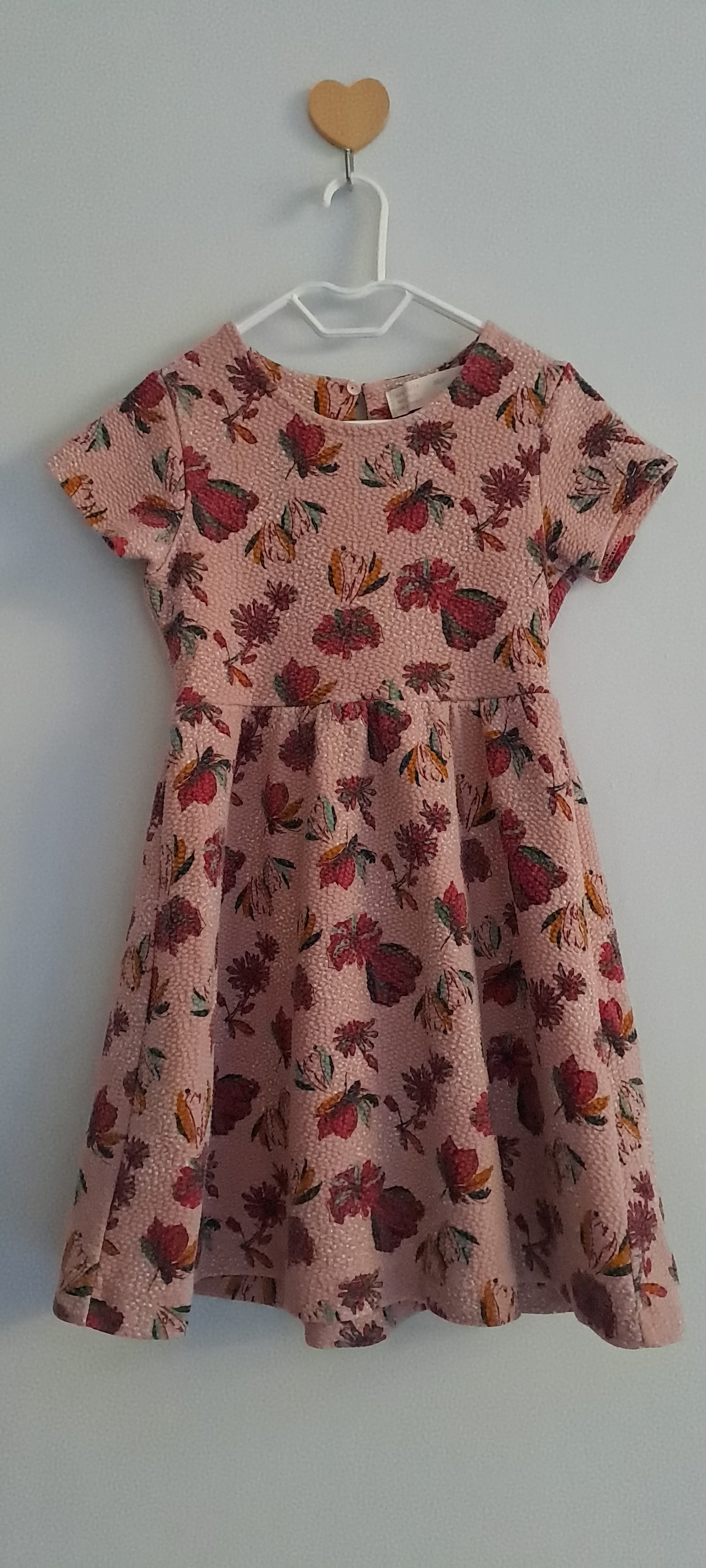 Zara Kids Girl Textured Fabric Floral Print Dress 4-5 Years