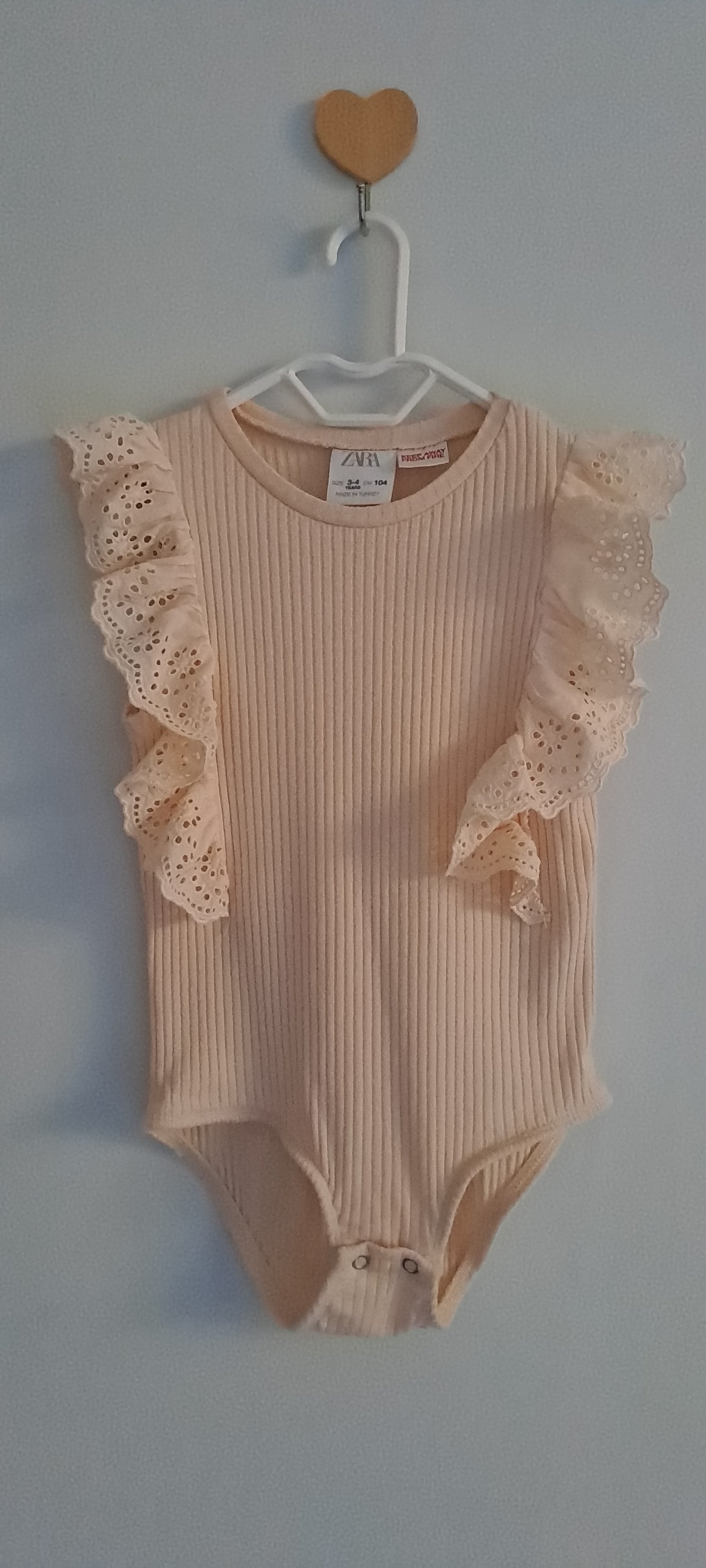Zara Kids Girl Ribbed Eyelet Frill Bodysuit 3-4 Years