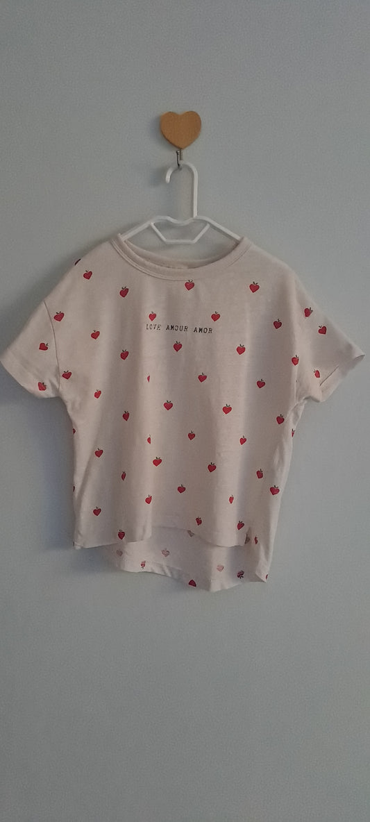 Zara Kids Baby Girl "Love Amour Amor" Strawberry Pattern T-Shirt 18-24 Months