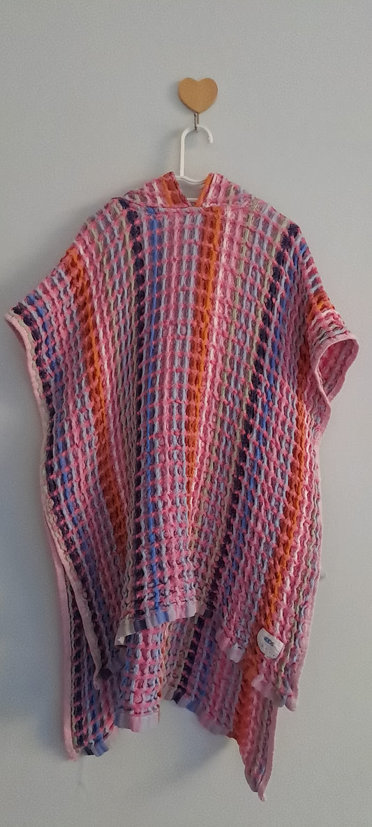 Cotton On Kids Unisex Multi-Color Striped Waffle Poncho Towel One Size