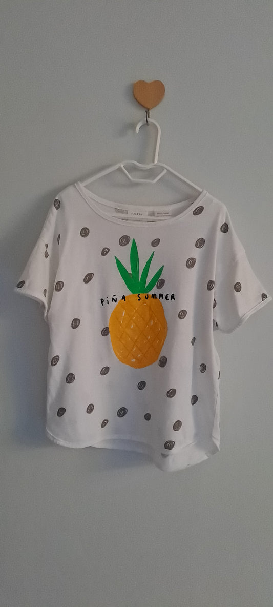 Zara Kids Girl "Piña Summer" Pineapple Print T-Shirt 2-3 Years