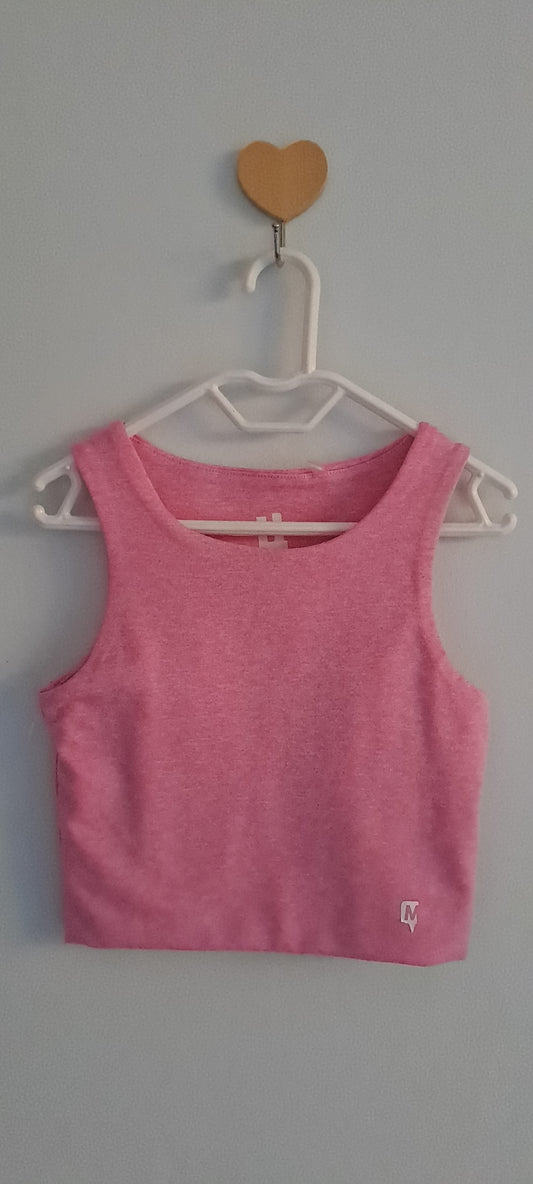 Cotton On Kids Girl Pink Ribbed Cropped Tank Top 3-4 Years