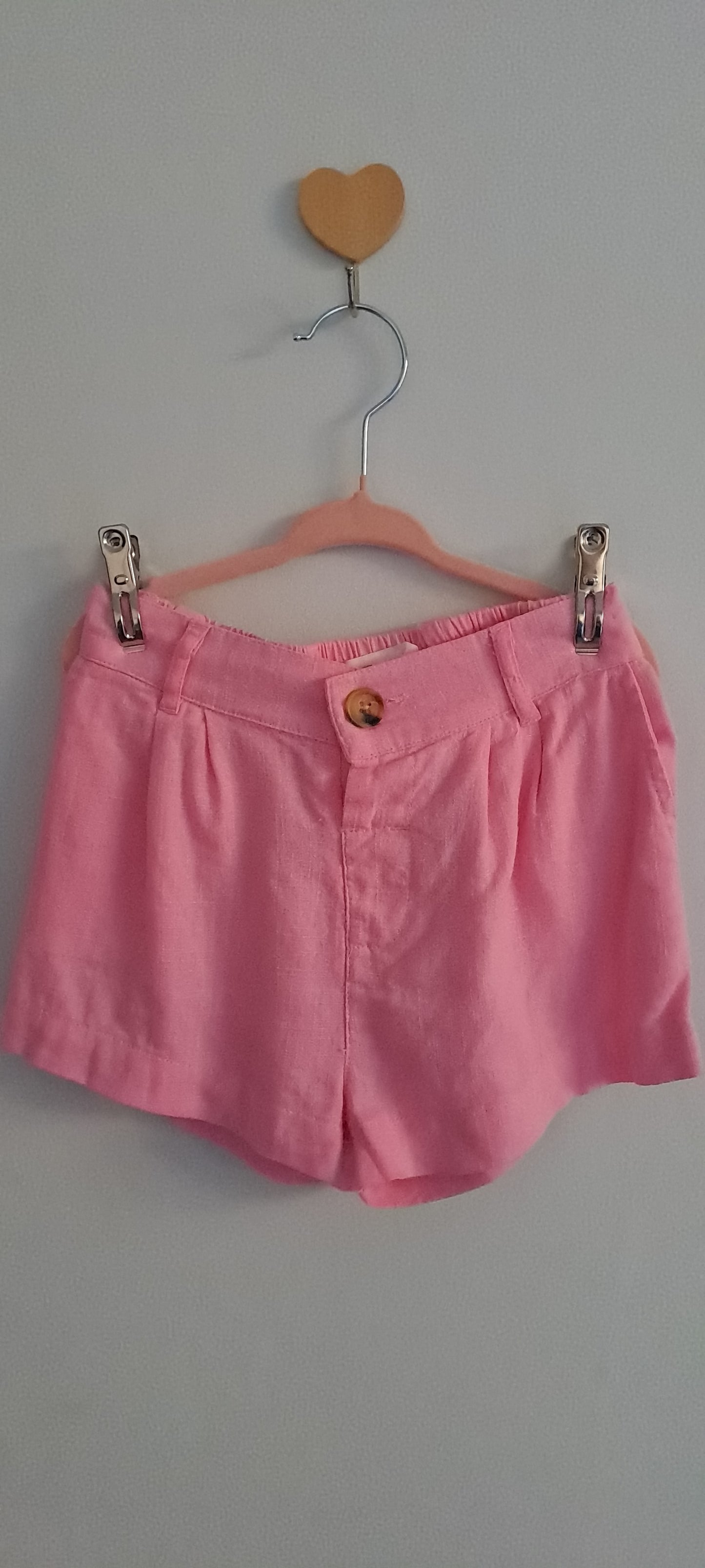 Cotton On Kids Girl Pink Linen-Blend Pleated Shorts 2-3 Years