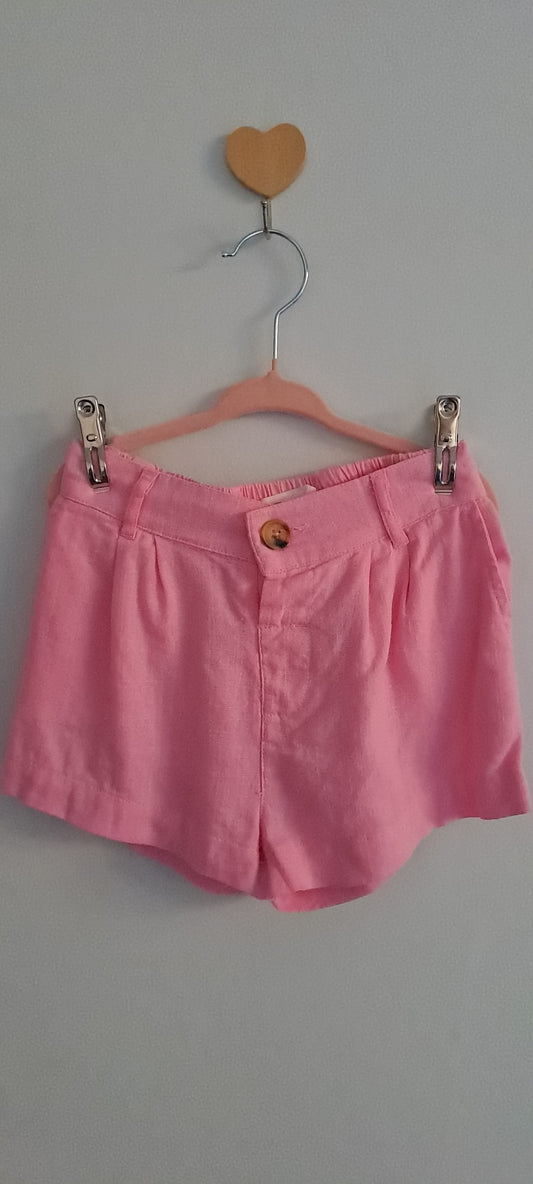 Cotton On Kids Girl Pink Linen-Blend Pleated Shorts 2-3 Years