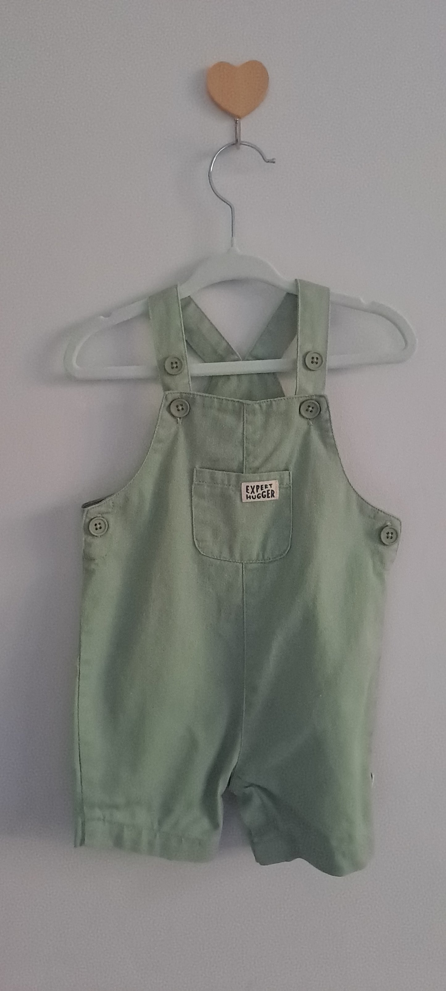 Woolworths Baby Sage Green Denim Shortalls Dungarees 3-6 Months