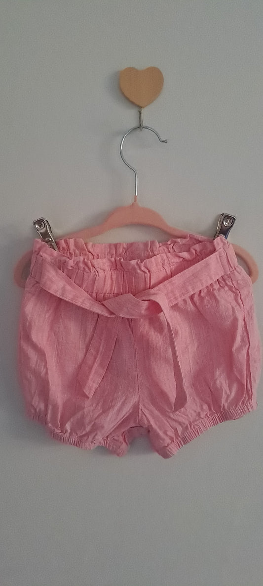 Clicks Baby Girl Pink Paperbag Linen-Look Bloomers Shorts 18-24 Months