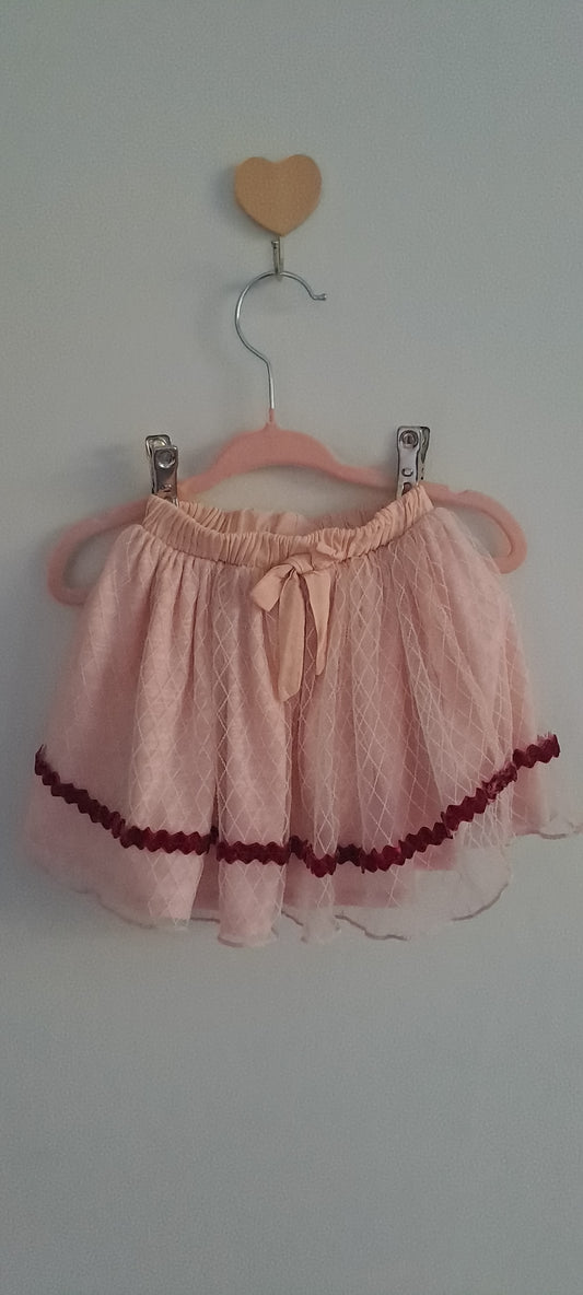 Zara Kids Baby Girl Pink Tulle Diamond Mesh Tutu Skirt 18-24 Months
