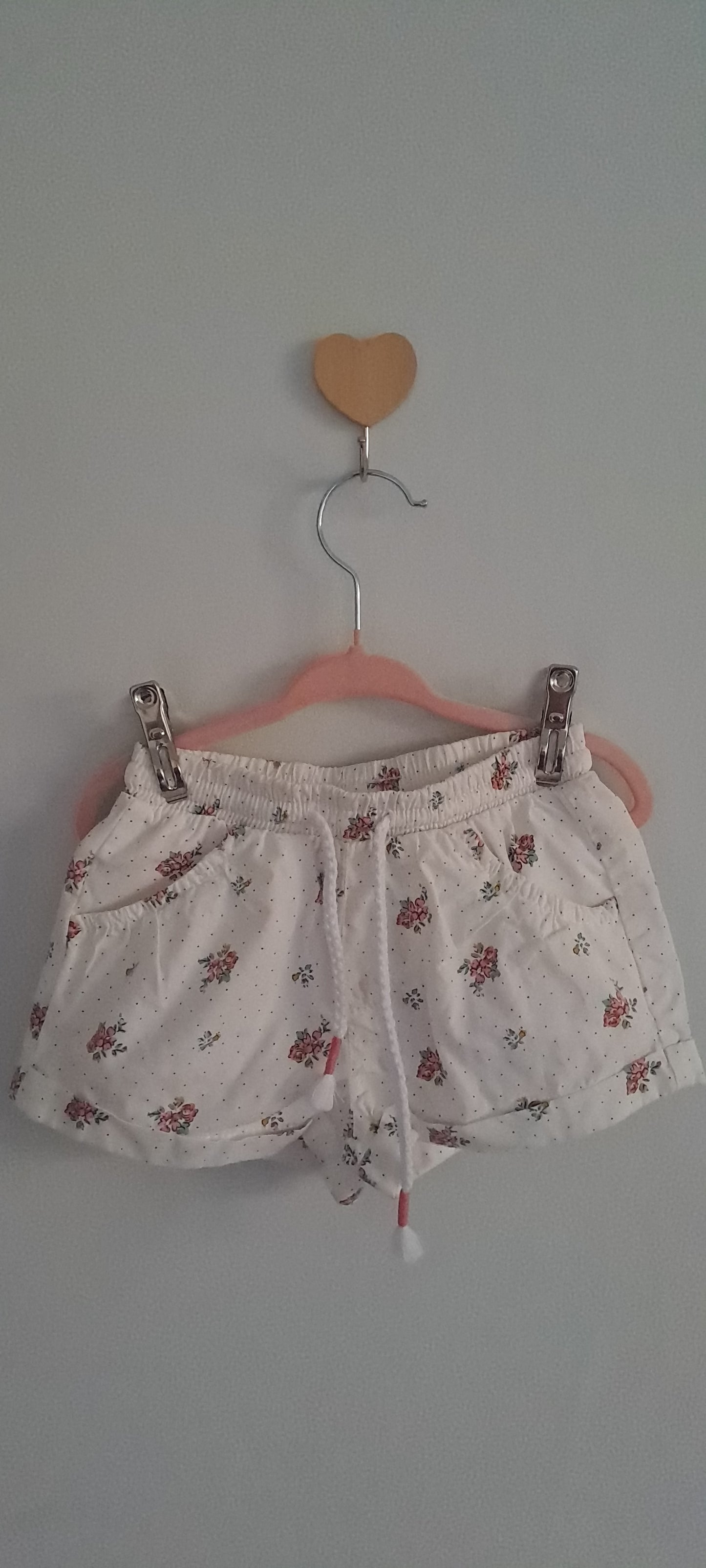 Real Kids Girl White Floral Ditsy Print Cotton Shorts 1-2 Years