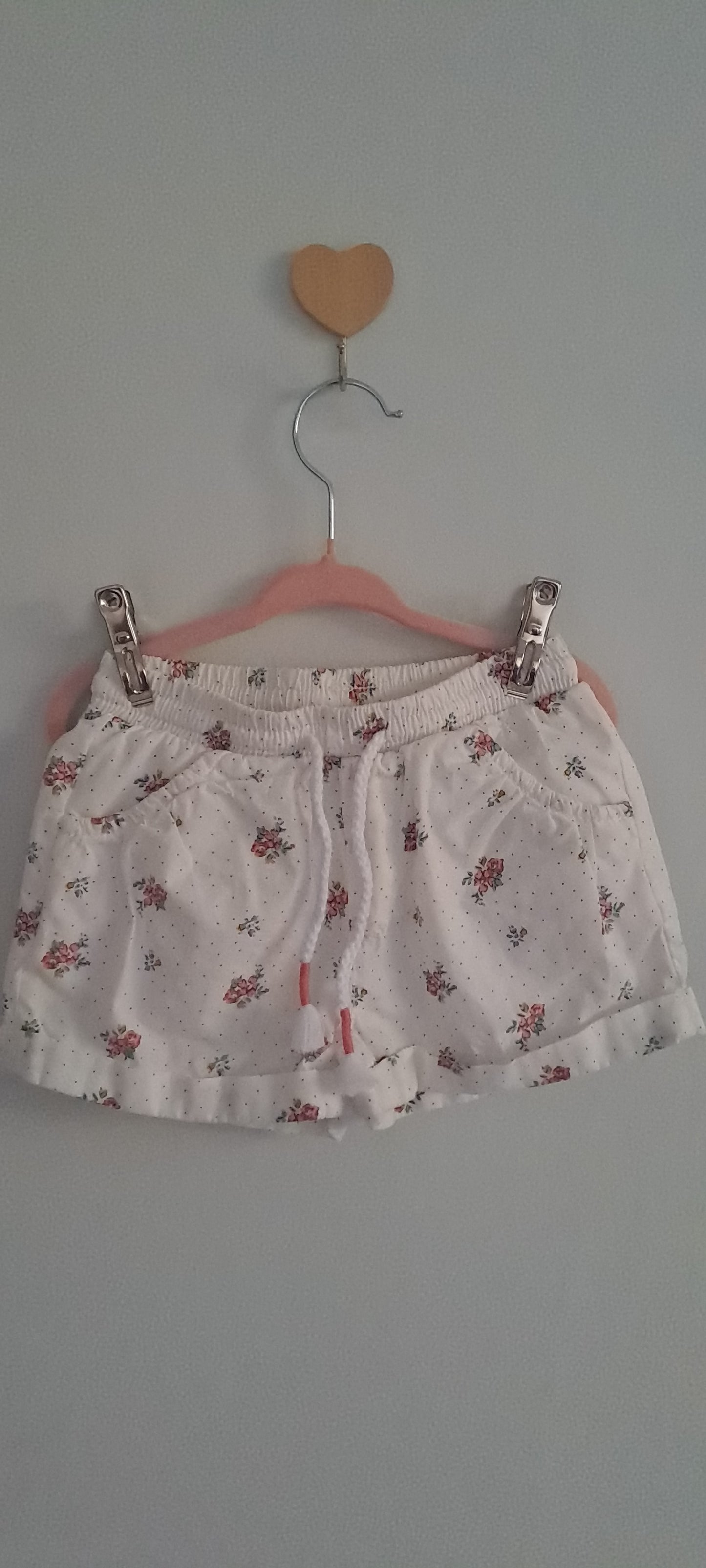 Real Kids Girl White Floral Ditsy Print Cotton Shorts 2-3 Years