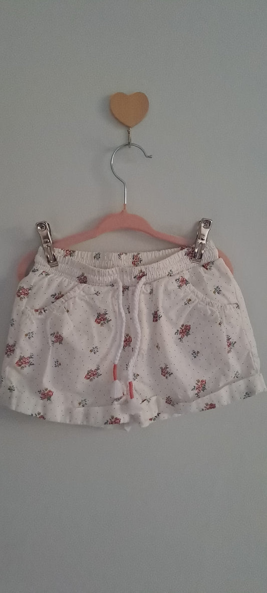 Real Kids Girl White Floral Ditsy Print Cotton Shorts 2-3 Years