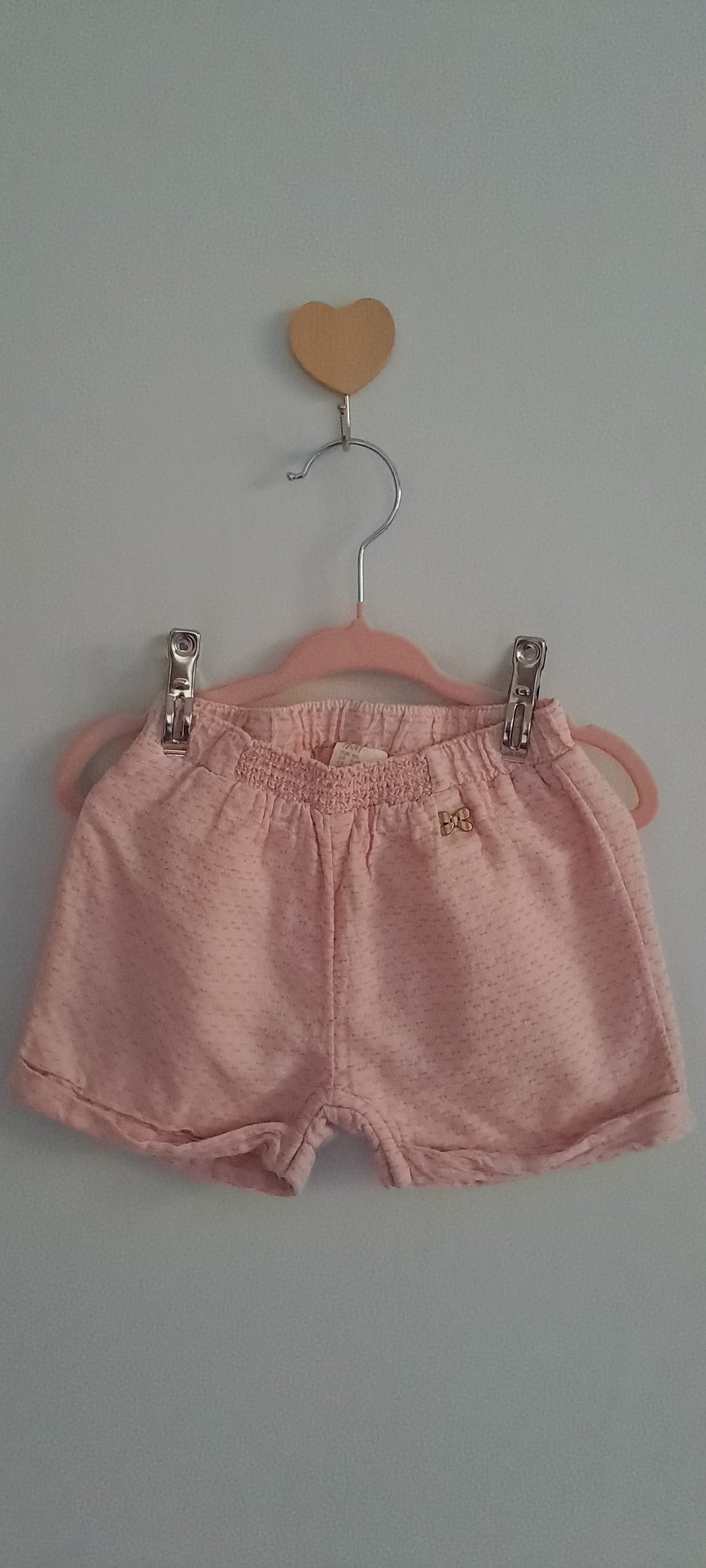 H&M Baby Girl Pastel Pink Textured Pointelle Shorts 9-12 Months
