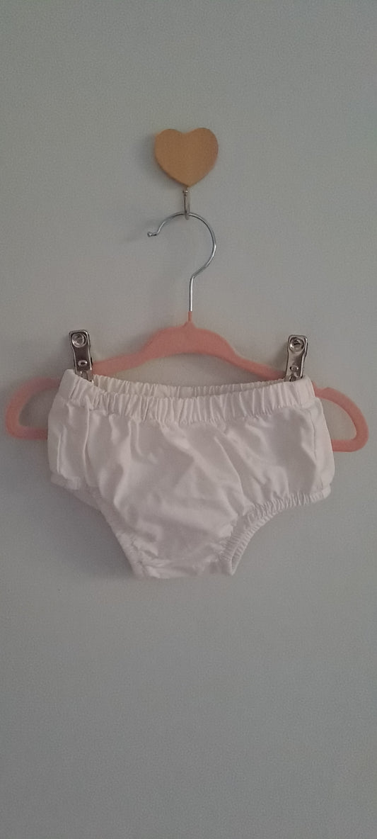 ZY Baby Girl Solid White Cotton Nappy Cover Bloomers 12-18 Months