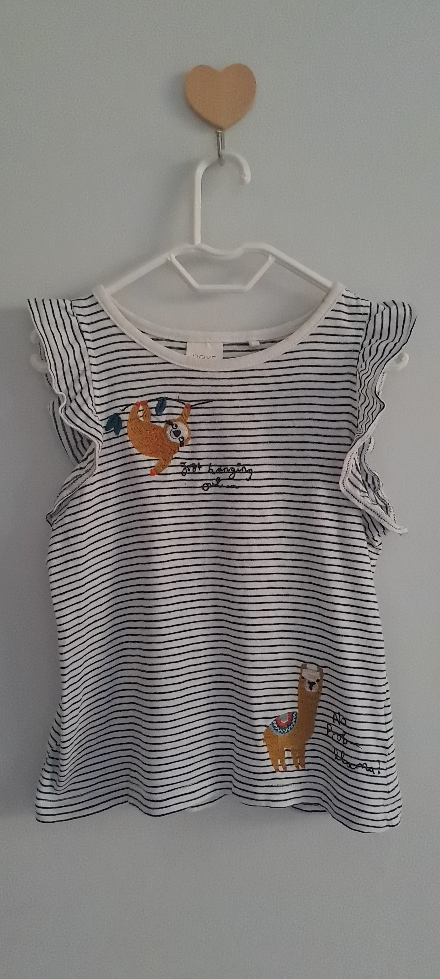Next Baby Girl Striped Llama & Sloth Top & Ruffle Shorts Set 18-24 Months