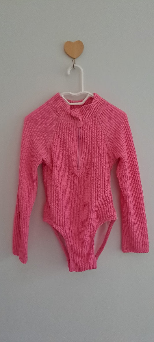 Cotton On Kids Girls' Lydia Ribbed Long Sleeve One-Piece Swimsuit 2-3 Years