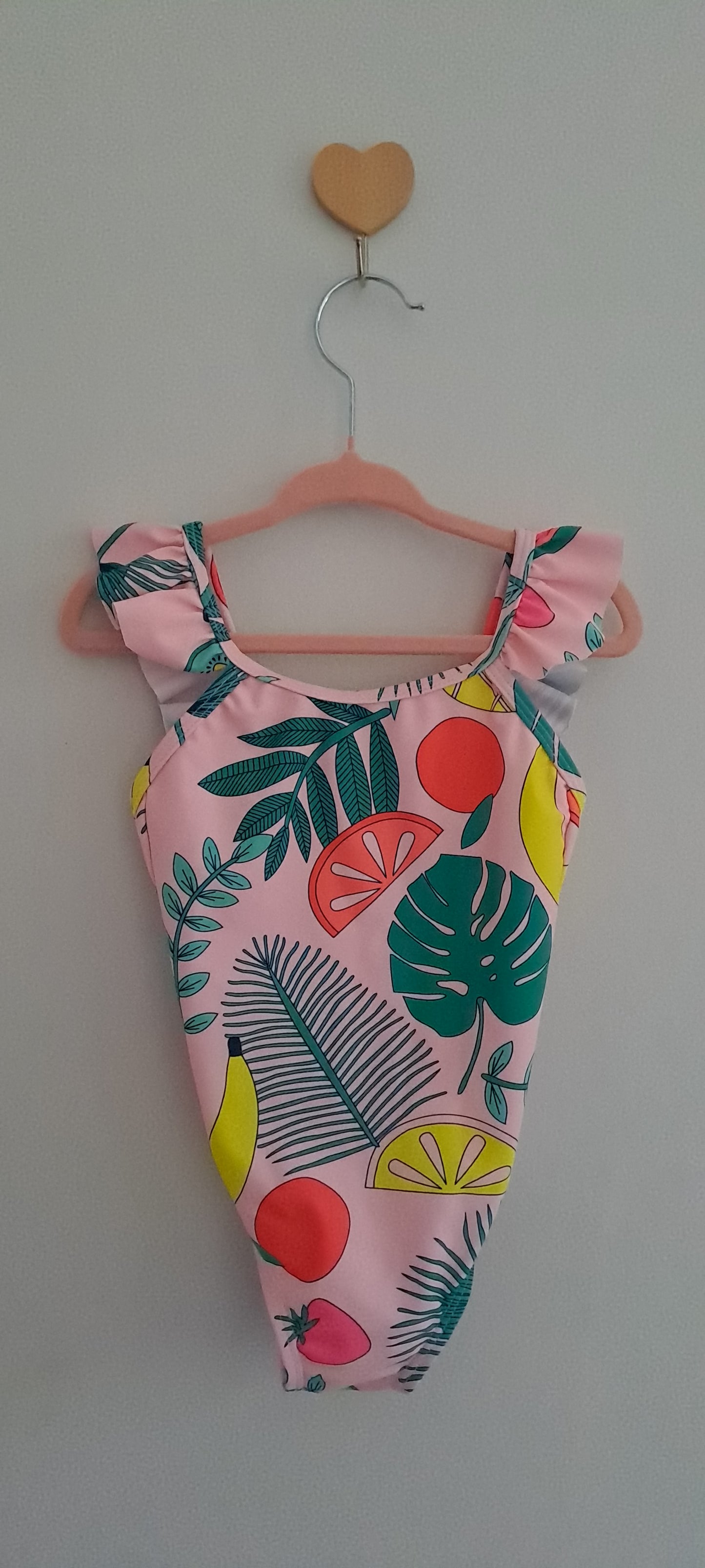 Tropical Fruit & Monstera Palm Ruffle One-Piece Swimsuit 6-12 Months