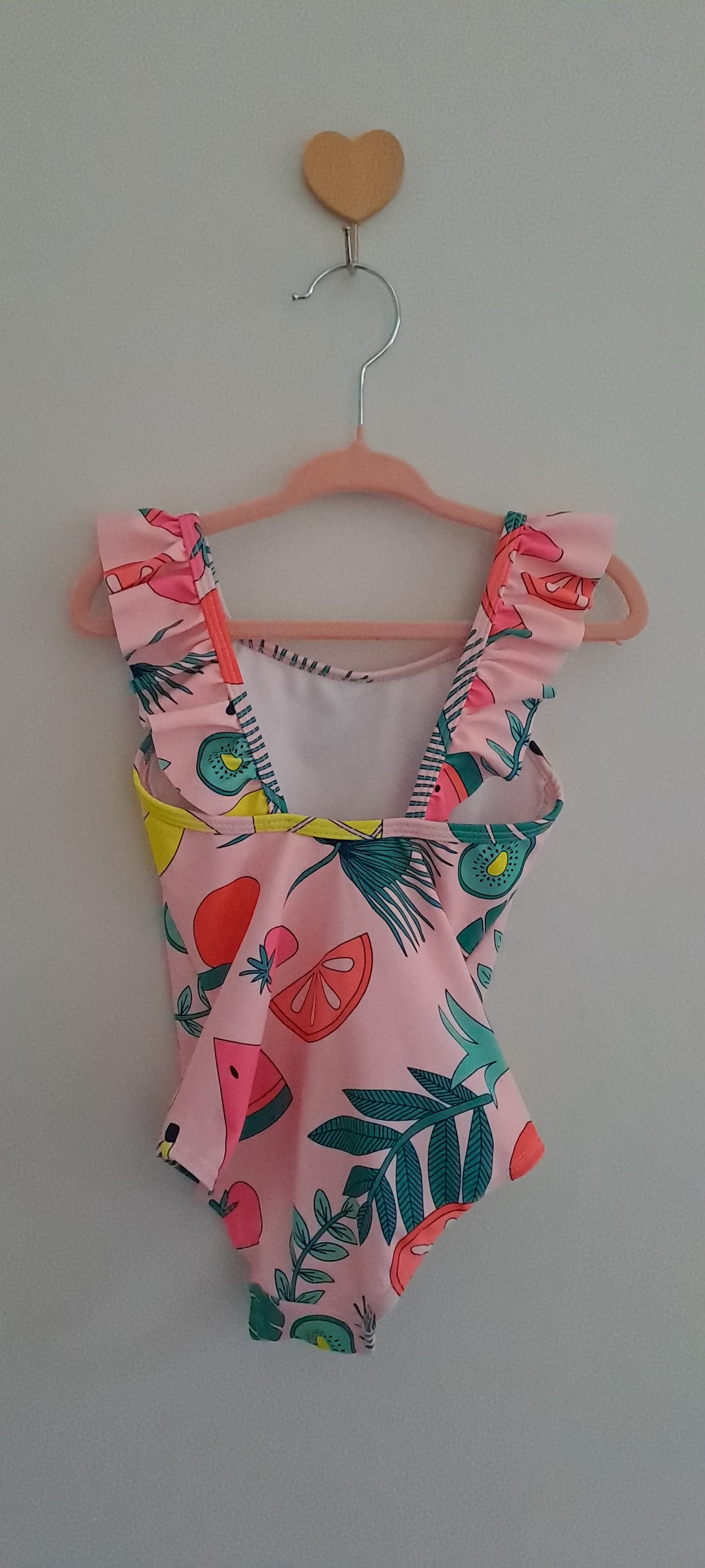 Tropical Fruit & Monstera Palm Ruffle One-Piece Swimsuit 6-12 Months