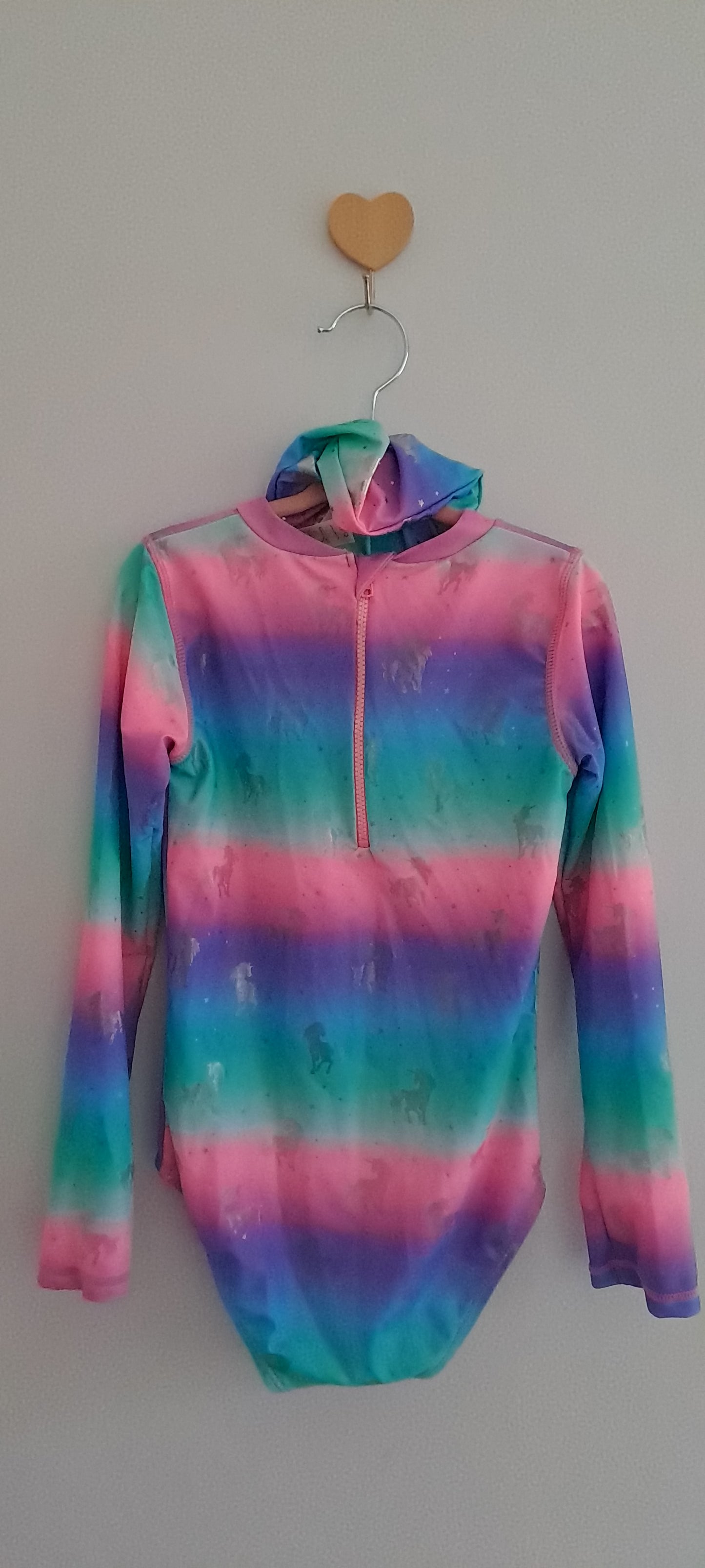 Real Kids Girls' Rainbow Unicorn Long-Sleeve Swim Surfsuit Set 6-7 Years