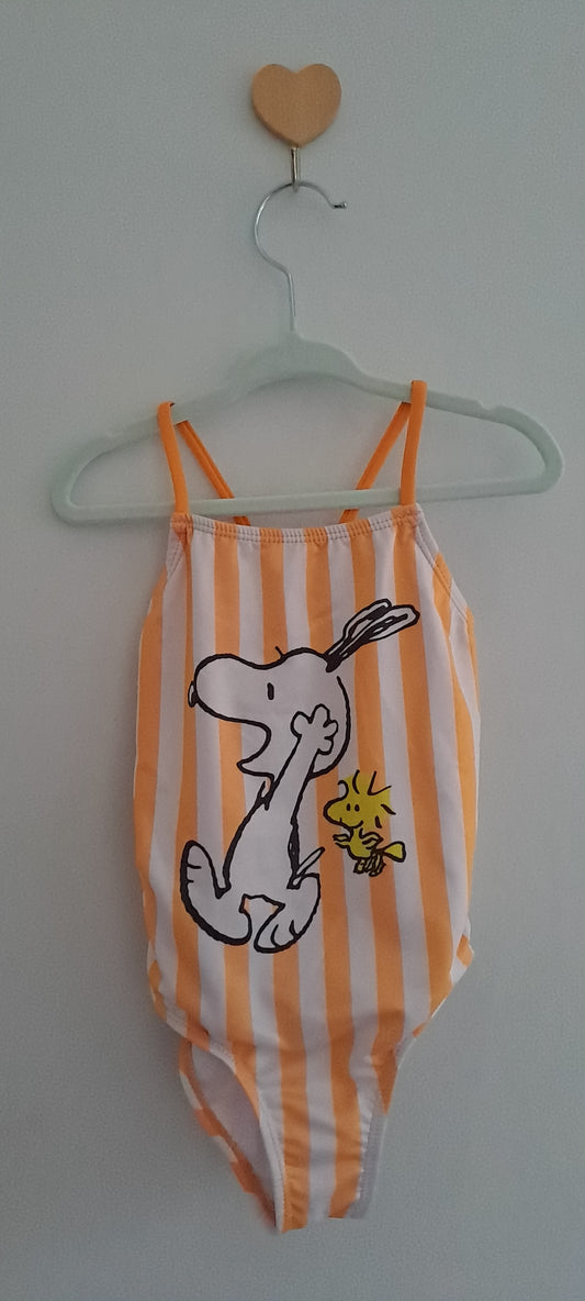 Zara Kids Girls' Peanuts™ Snoopy Striped One-Piece Swimsuit 3-4 Years