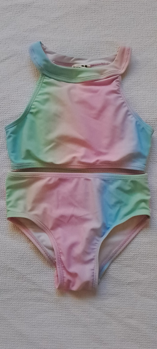 Cotton On Kids Girls' Elsie High Neck Bikini Set in Pastel Ombre 3-4 Years