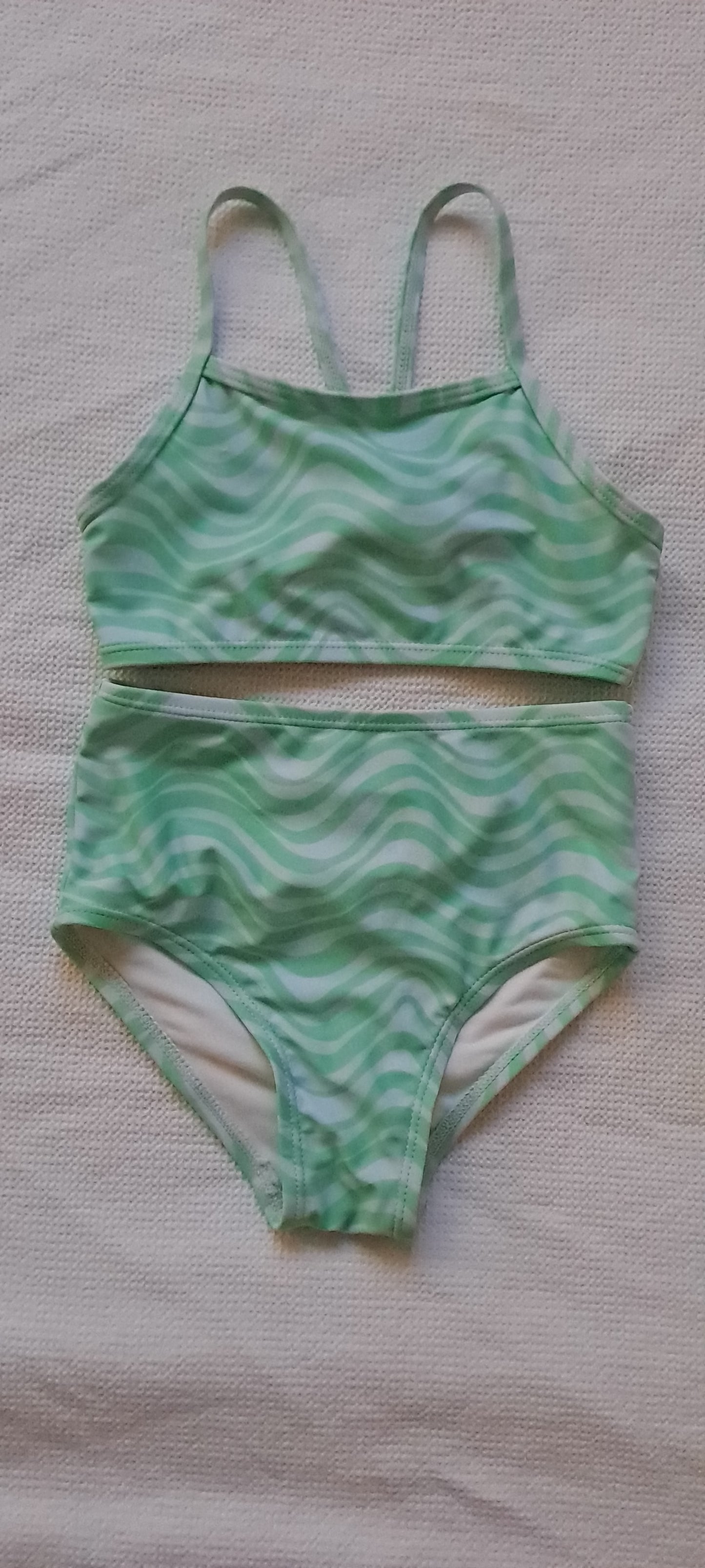 Cotton On Kids Girls' High Waisted Green Swirl Bikini Set 3-4 Years