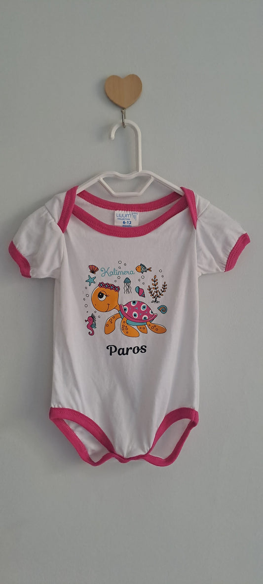 Lilium Collection Paros Greece Sea Turtle Cotton Bodysuit 6-12 Months