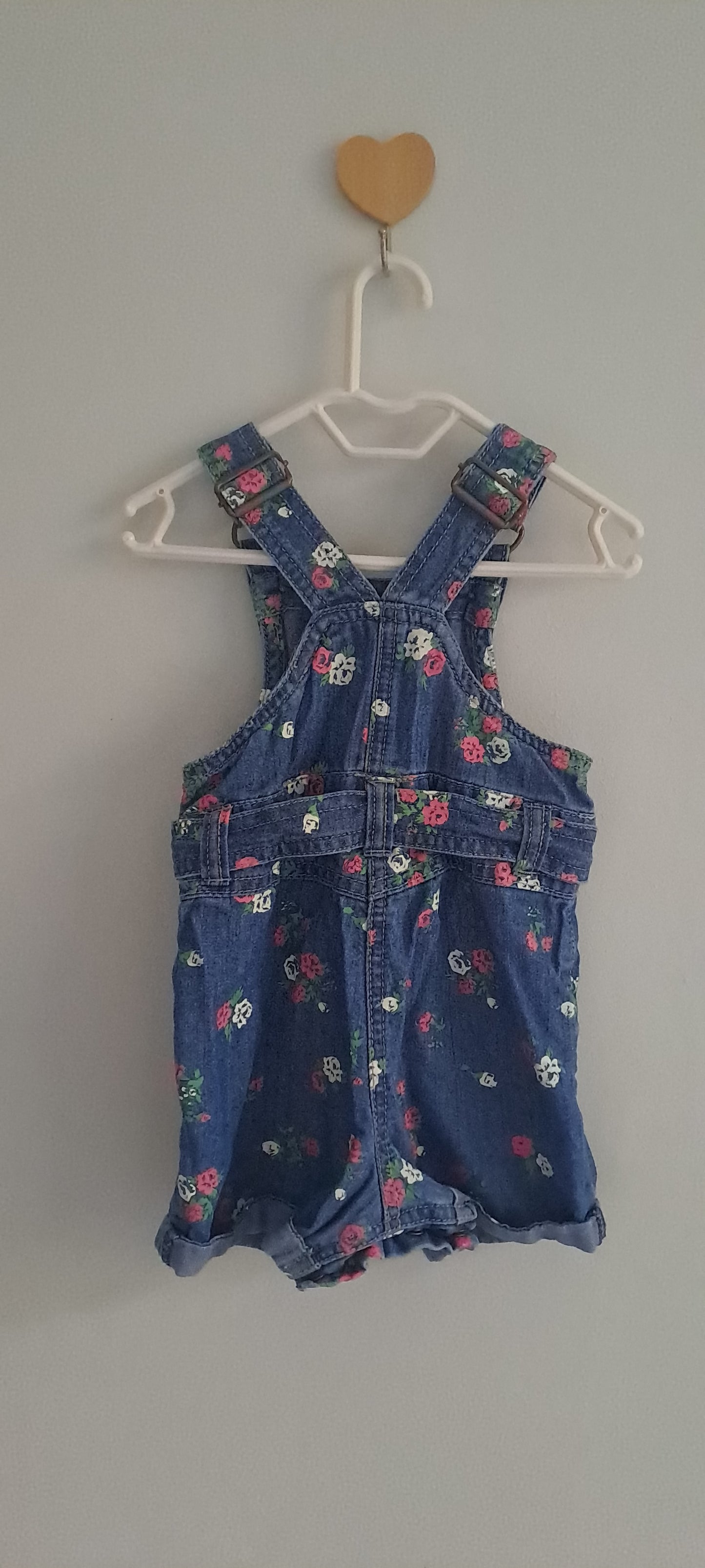 Ackermans Floral Denim Dungaree Shorts Romper 6-9 Months