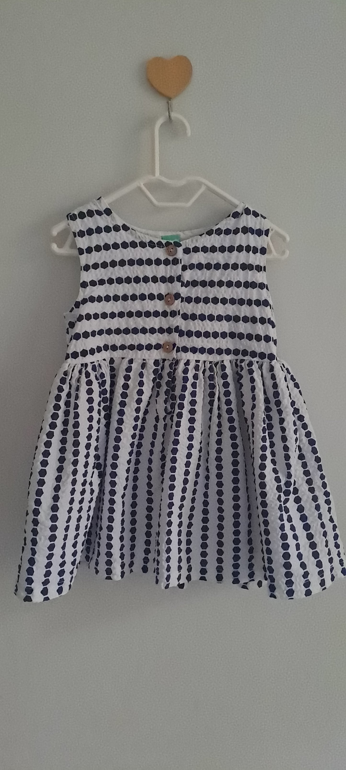 Ackermans Navy & White Geometric Seersucker Dress 6-12 Months